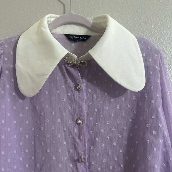 Sister Jane Lavender Blouse with White Collar - Picture 9 of 15